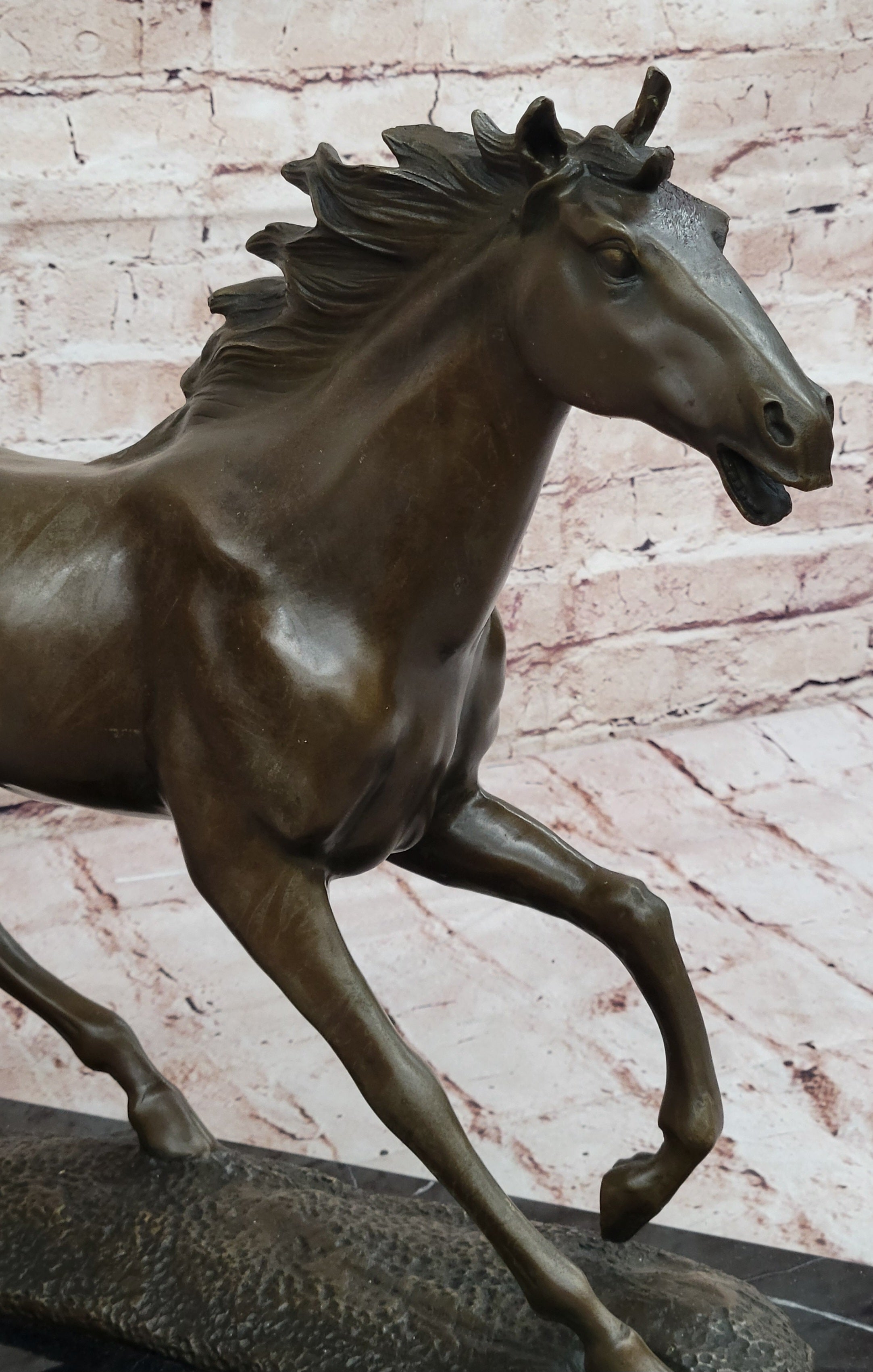 Milo Running Horse Bronze Sculpture on Marble Base