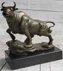 Upward Facing Bull Bronze Sculpture Signed 10" x 11"