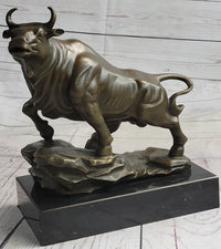 Upward Facing Bull Bronze Sculpture Signed 10" x 11"