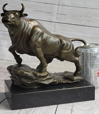 Upward Facing Bull Bronze Sculpture Signed 10" x 11"
