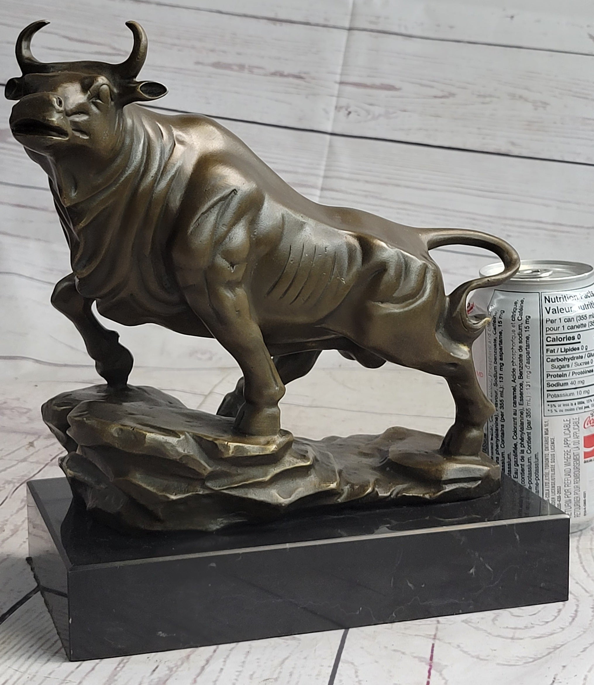 Upward Facing Bull Bronze Sculpture Signed 10" x 11"