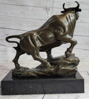 Upward Facing Bull Bronze Sculpture Signed 10" x 11"