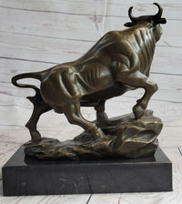 Upward Facing Bull Bronze Sculpture Signed 10" x 11"