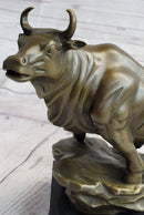 Upward Facing Bull Bronze Sculpture Signed 10" x 11"