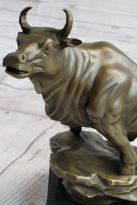 Upward Facing Bull Bronze Sculpture Signed 10" x 11"