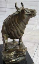 Upward Facing Bull Bronze Sculpture Signed 10" x 11"