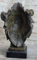 Hot Cast Bronze Male Lion Bust on Marble Base