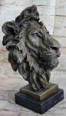 Hot Cast Bronze Male Lion Bust on Marble Base