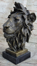 Hot Cast Bronze Male Lion Bust on Marble Base