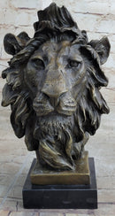 Hot Cast Bronze Male Lion Bust on Marble Base