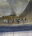 Hot Cast Bronze Male Lion Bust on Marble Base