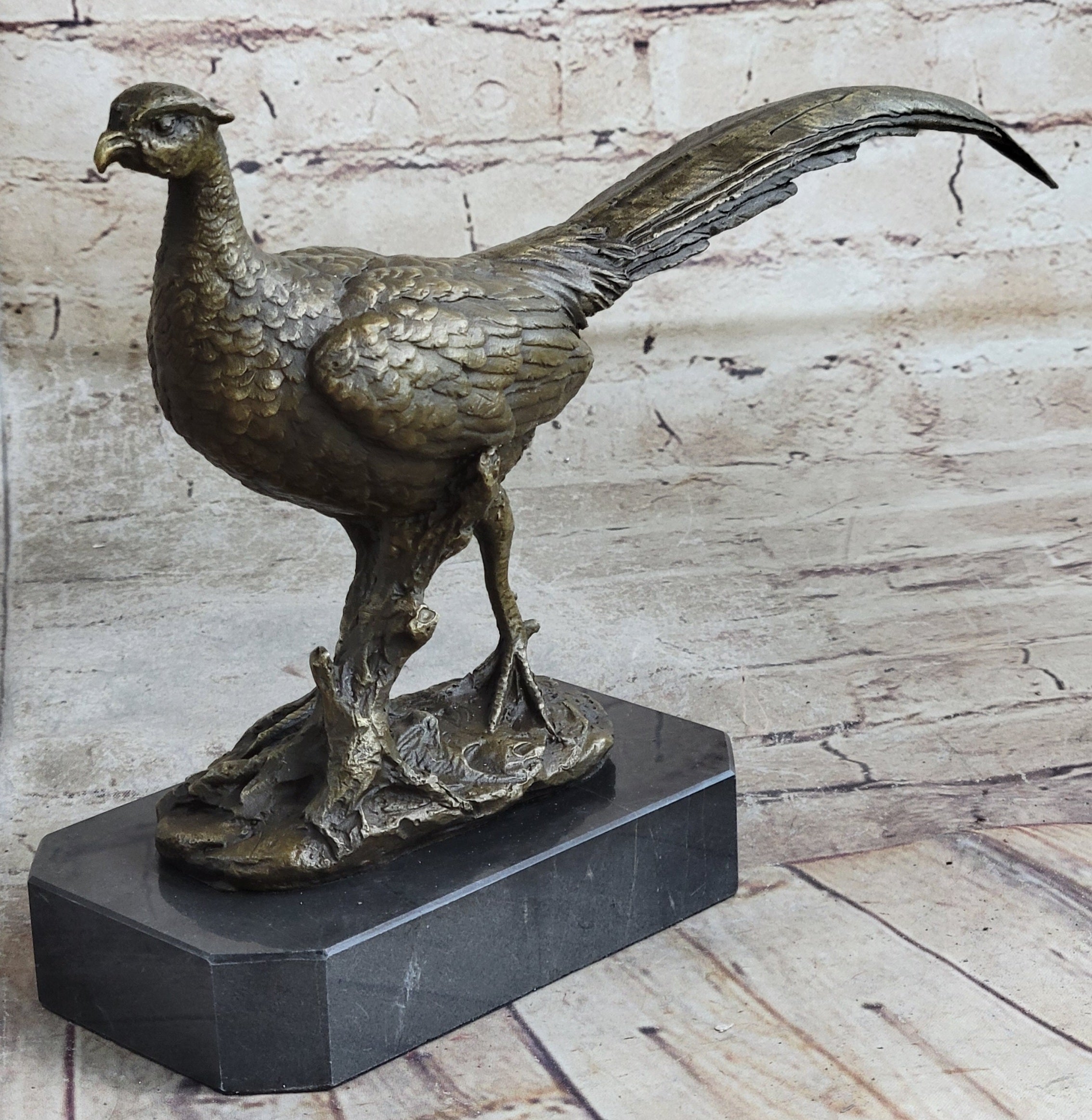 Pheasant Grouse Game Bird Hunter Bronze Marble Trophy