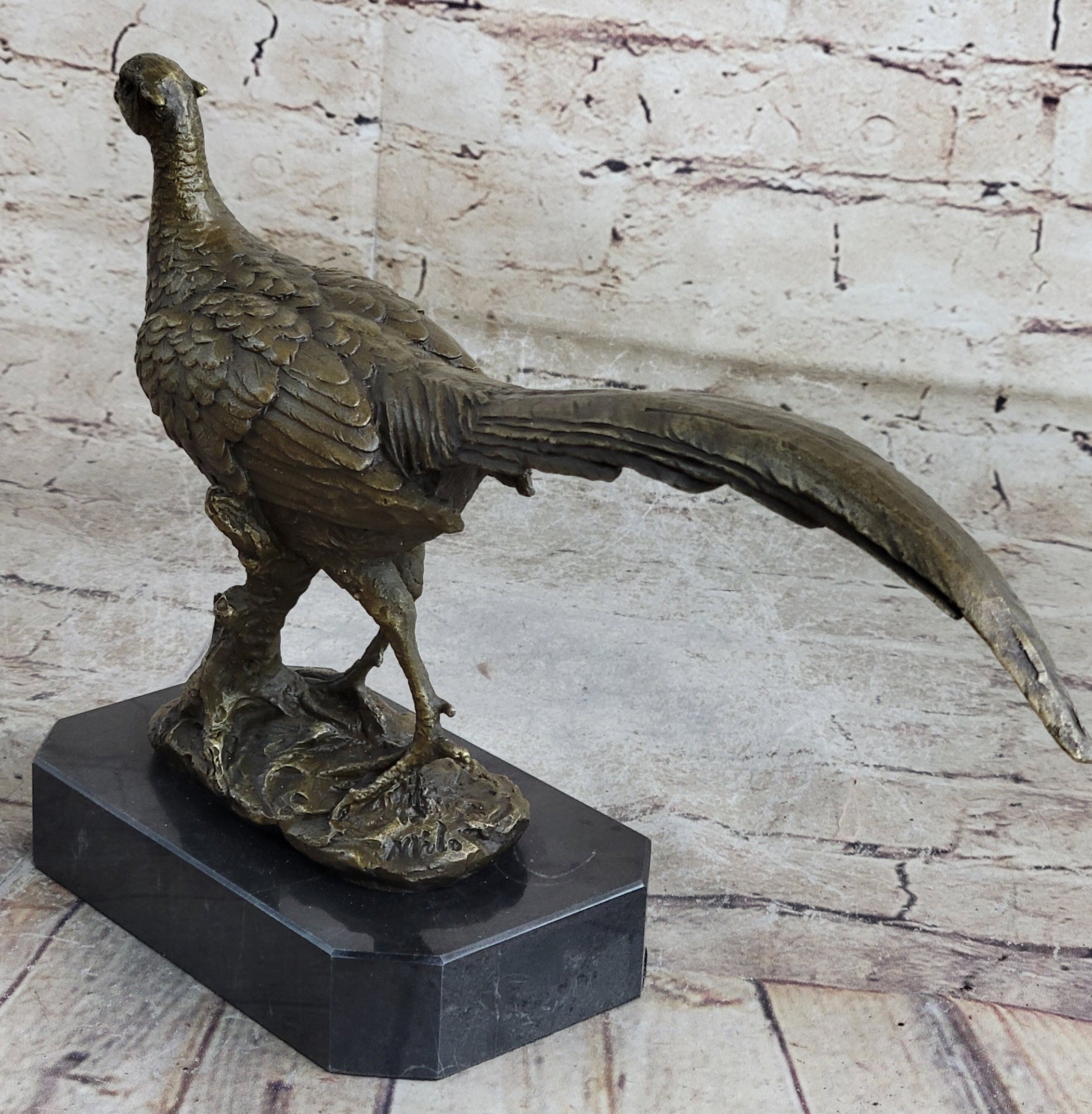 Pheasant Grouse Game Bird Hunter Bronze Marble Trophy