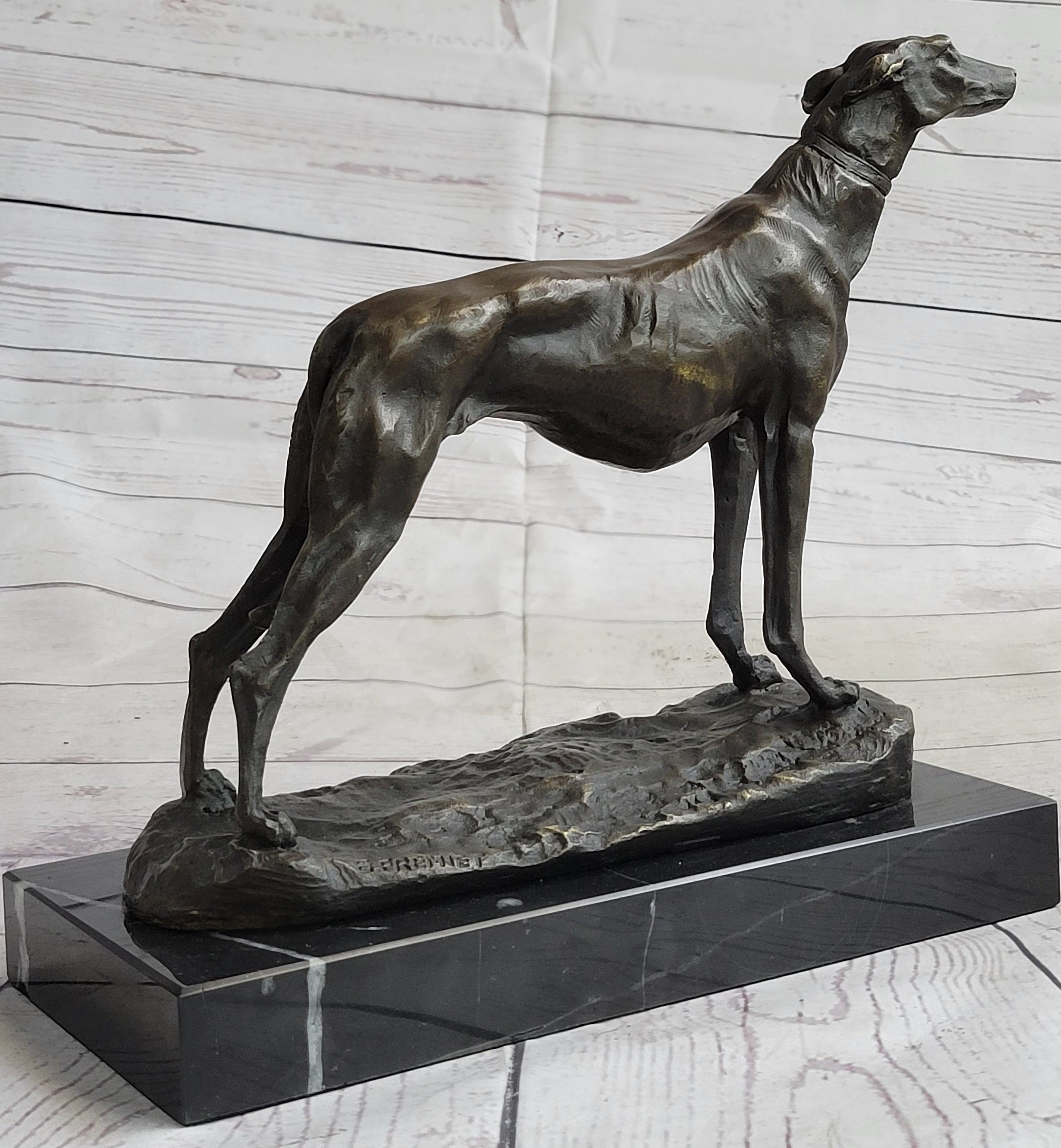 Greyhound Whippet Bronze Sculpture by Fremiet 13" x 10"