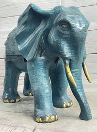 Extra Large Wildlife Elephant by Barye Green Patina Bronze