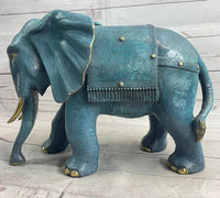 Extra Large Wildlife Elephant by Barye Green Patina Bronze