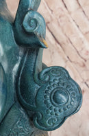 Bronze Elephant Sculpture with Trunk Up and Gold Accents
