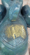 Bronze Elephant Sculpture with Trunk Up and Gold Accents
