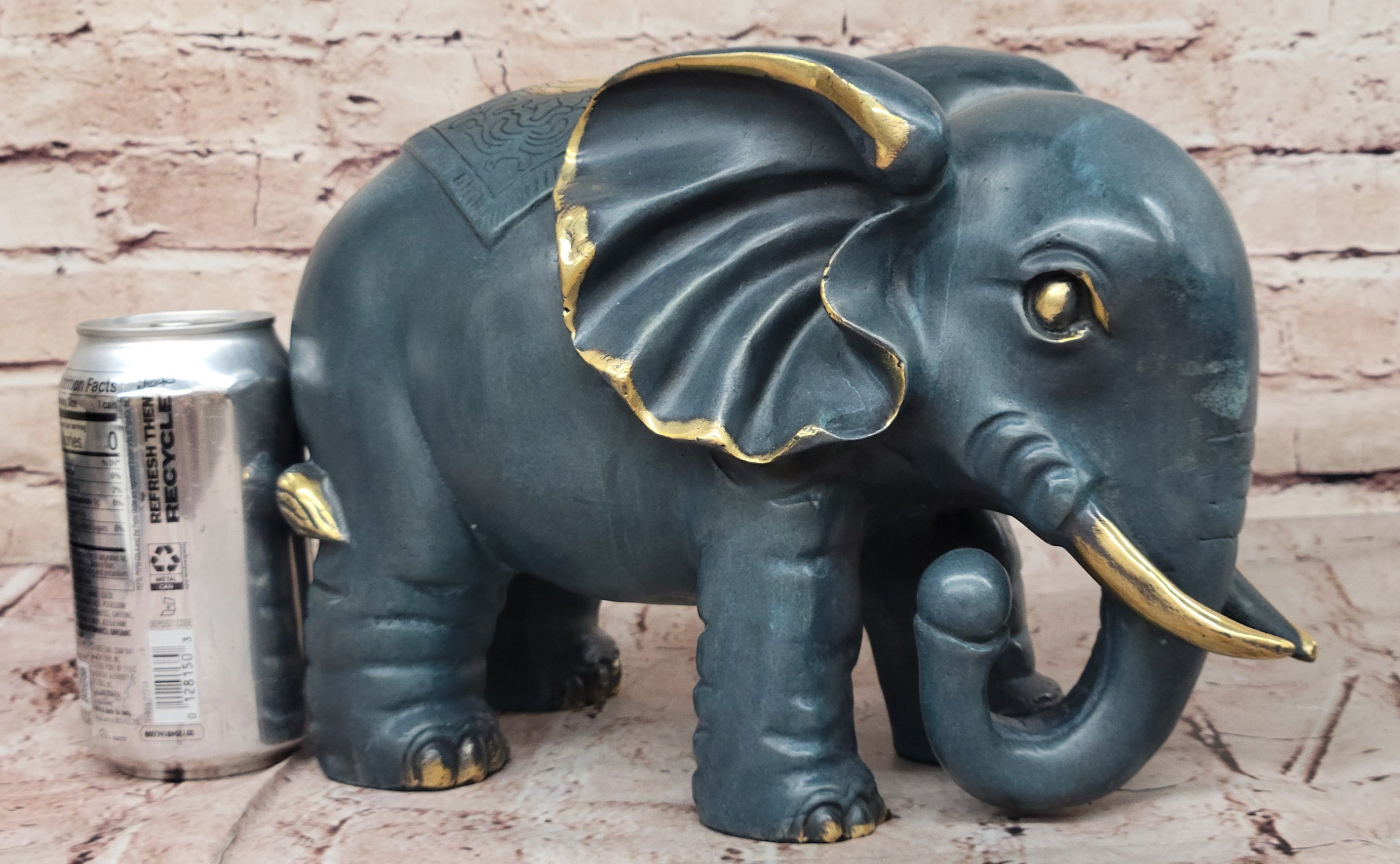 Bronze Elephant with Gold Tusks and Accents Feng Shui