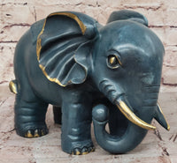 Bronze Elephant with Gold Tusks and Accents Feng Shui