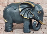 Bronze Elephant with Gold Tusks and Accents Feng Shui