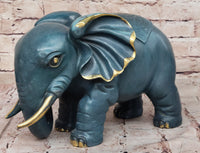 Bronze Elephant with Gold Tusks and Accents Feng Shui