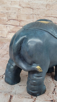 Bronze Elephant with Gold Tusks and Accents Feng Shui