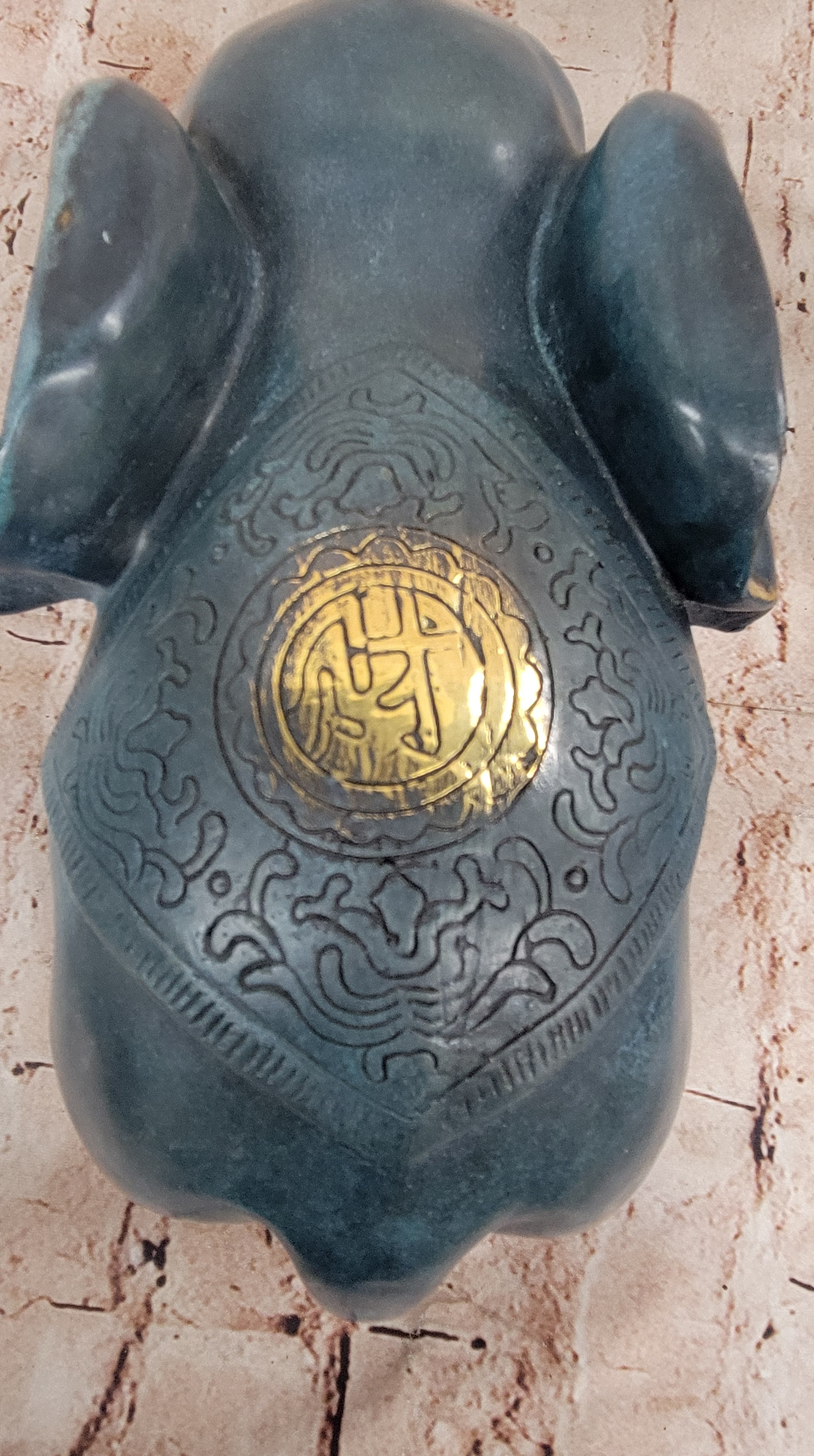 Bronze Elephant with Gold Tusks and Accents Feng Shui