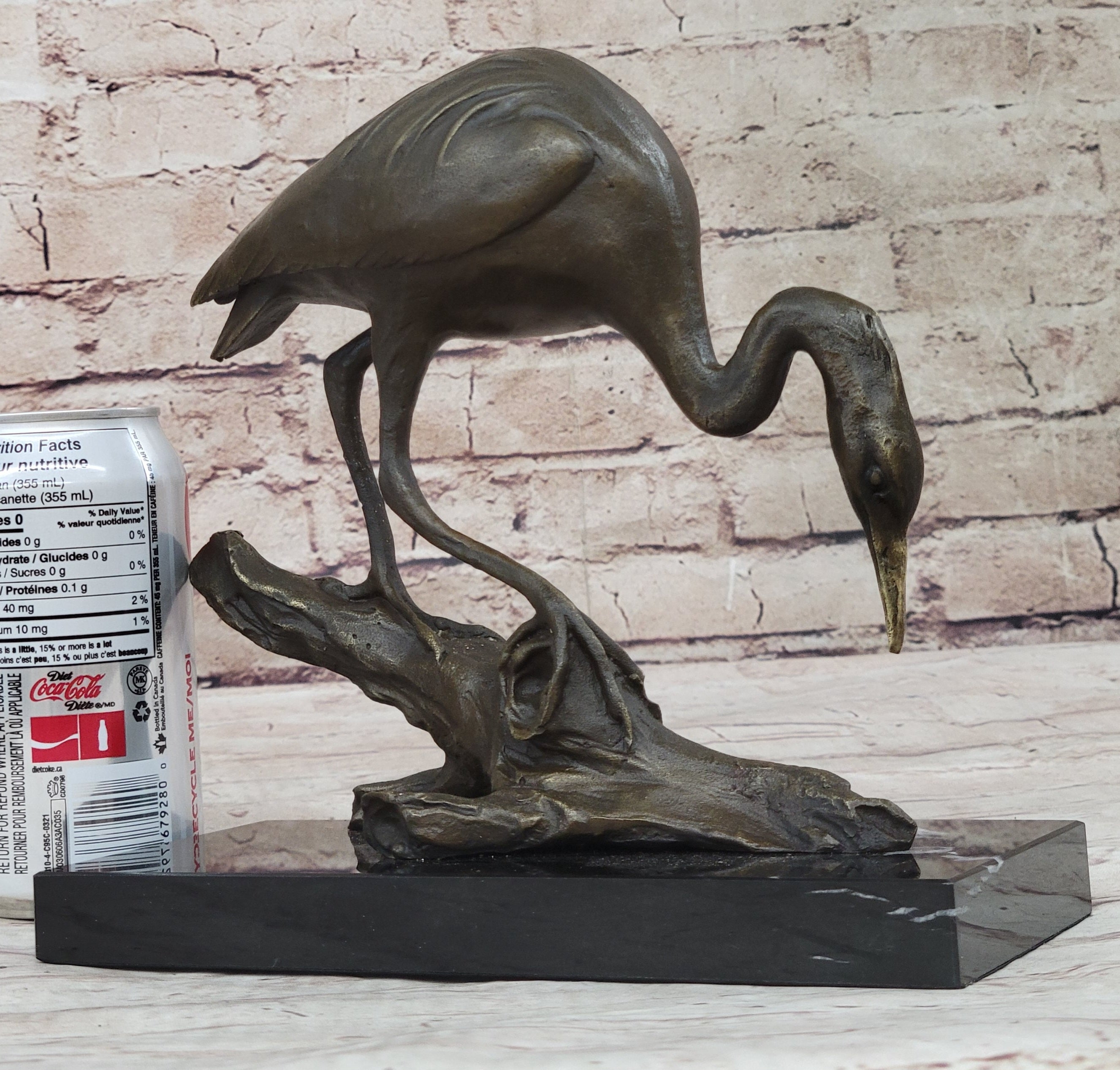 Egret Crane Great Blue Heron Wetland Coastal Bird Art Bronze Marble