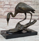 Egret Crane Great Blue Heron Wetland Coastal Bird Art Bronze Marble