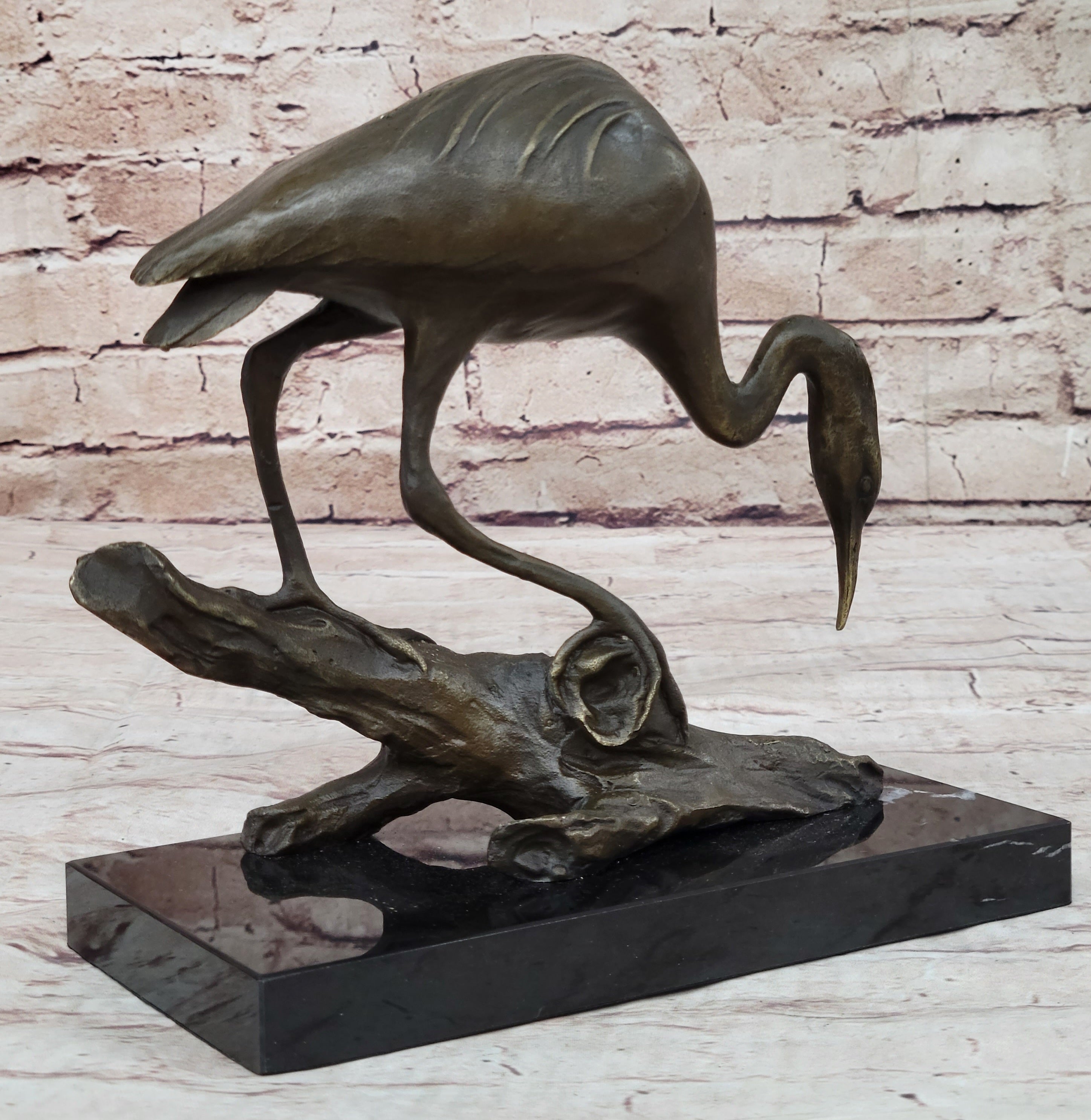 Egret Crane Great Blue Heron Wetland Coastal Bird Art Bronze Marble