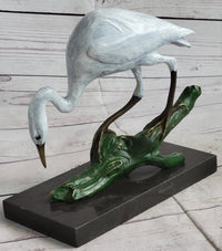 Real Bronze Stork Egret Crane Heron Sculpture Milo