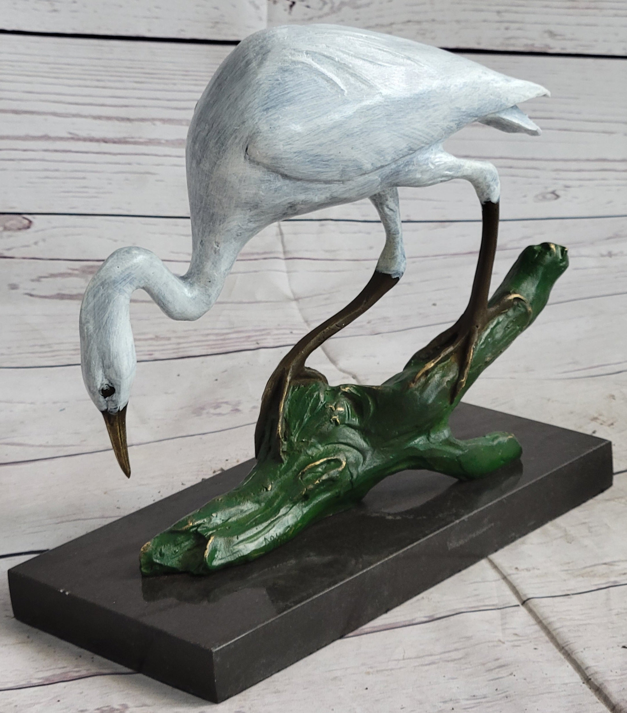 Real Bronze Stork Egret Crane Heron Sculpture Milo