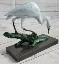 Real Bronze Stork Egret Crane Heron Sculpture Milo