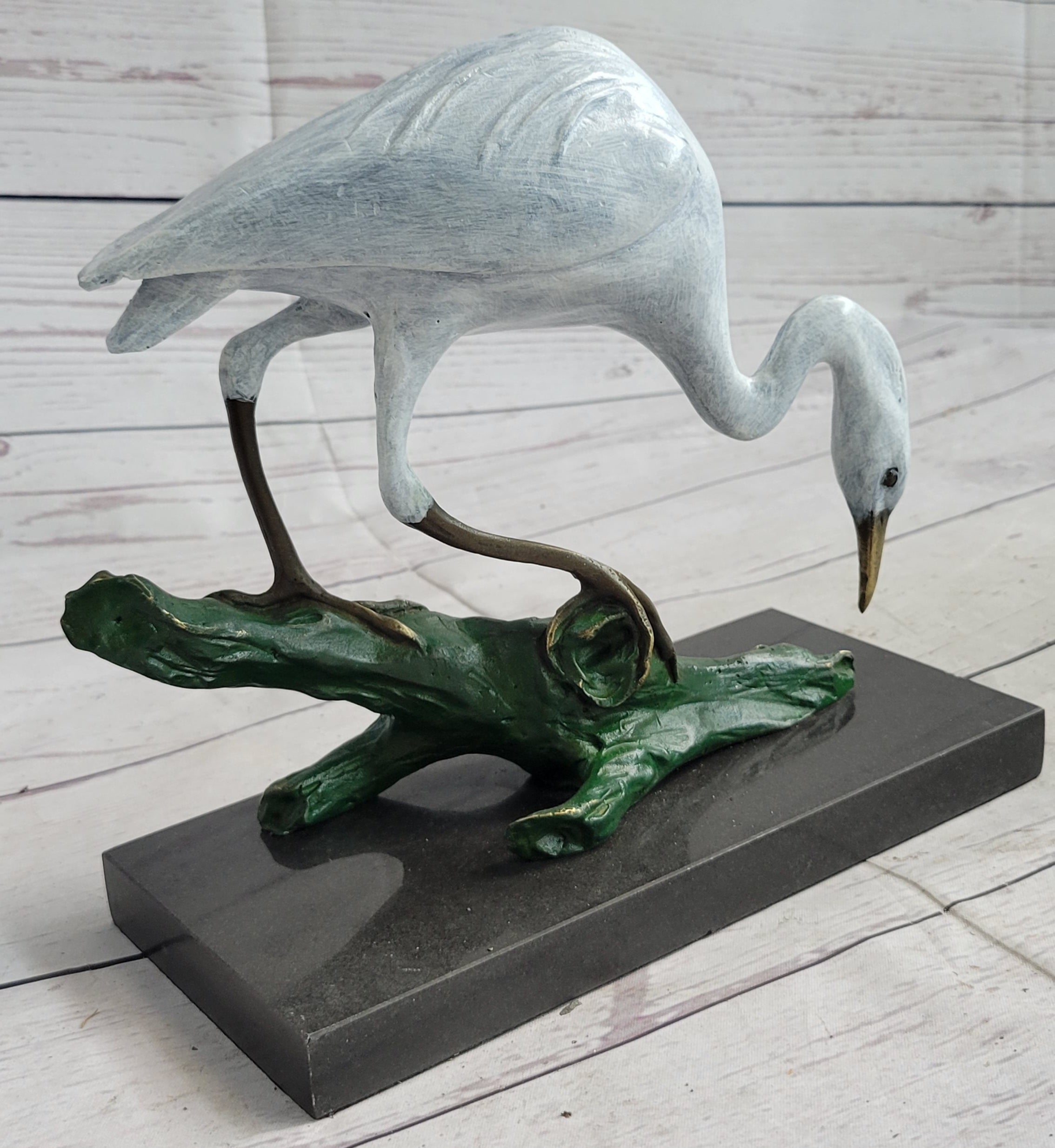 Real Bronze Stork Egret Crane Heron Sculpture Milo