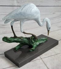 Real Bronze Stork Egret Crane Heron Sculpture Milo