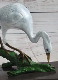 Real Bronze Stork Egret Crane Heron Sculpture Milo