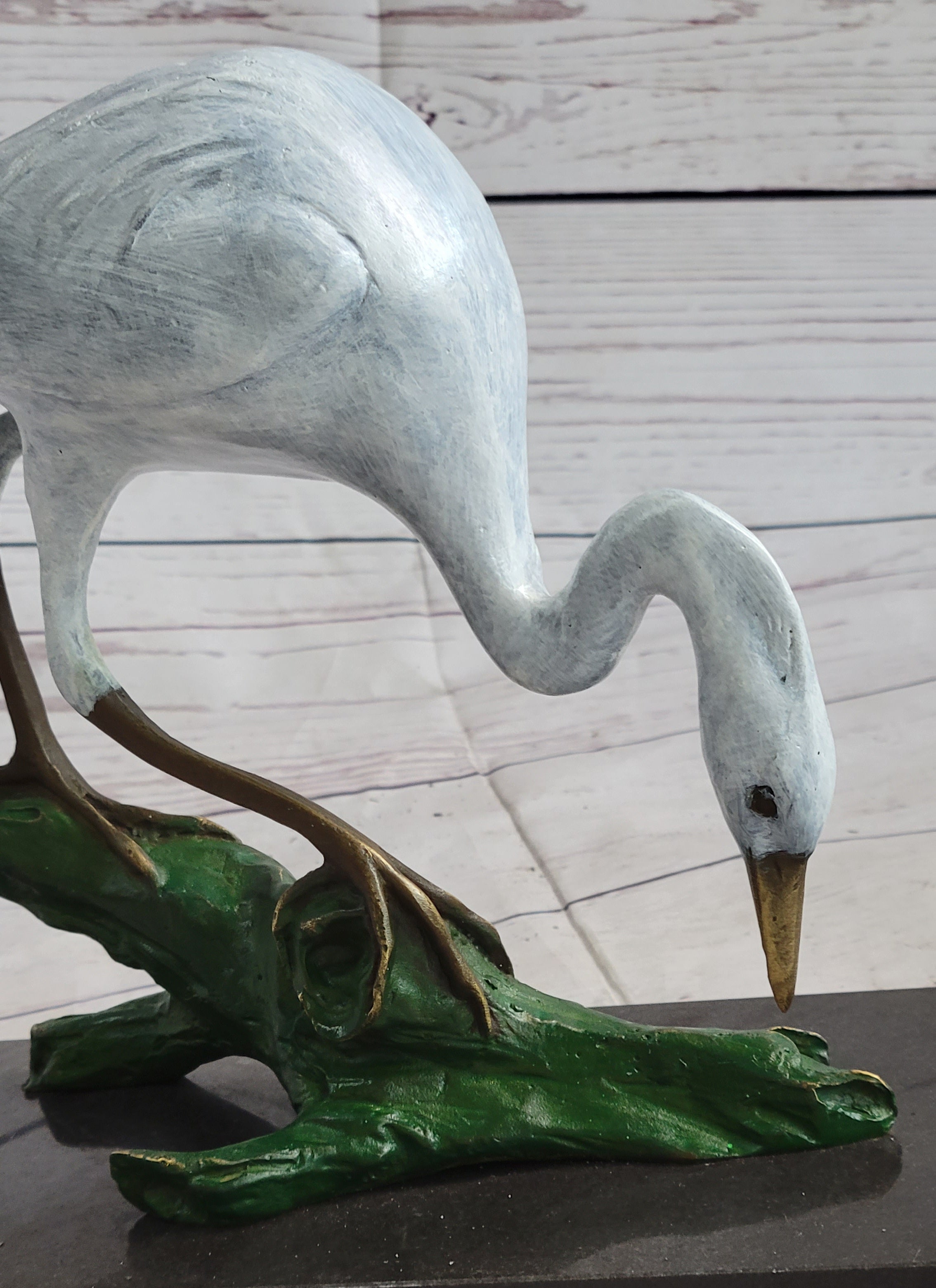 Real Bronze Stork Egret Crane Heron Sculpture Milo