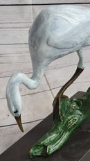 Real Bronze Stork Egret Crane Heron Sculpture Milo
