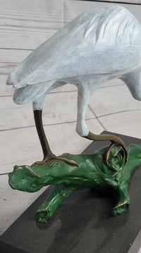 Real Bronze Stork Egret Crane Heron Sculpture Milo
