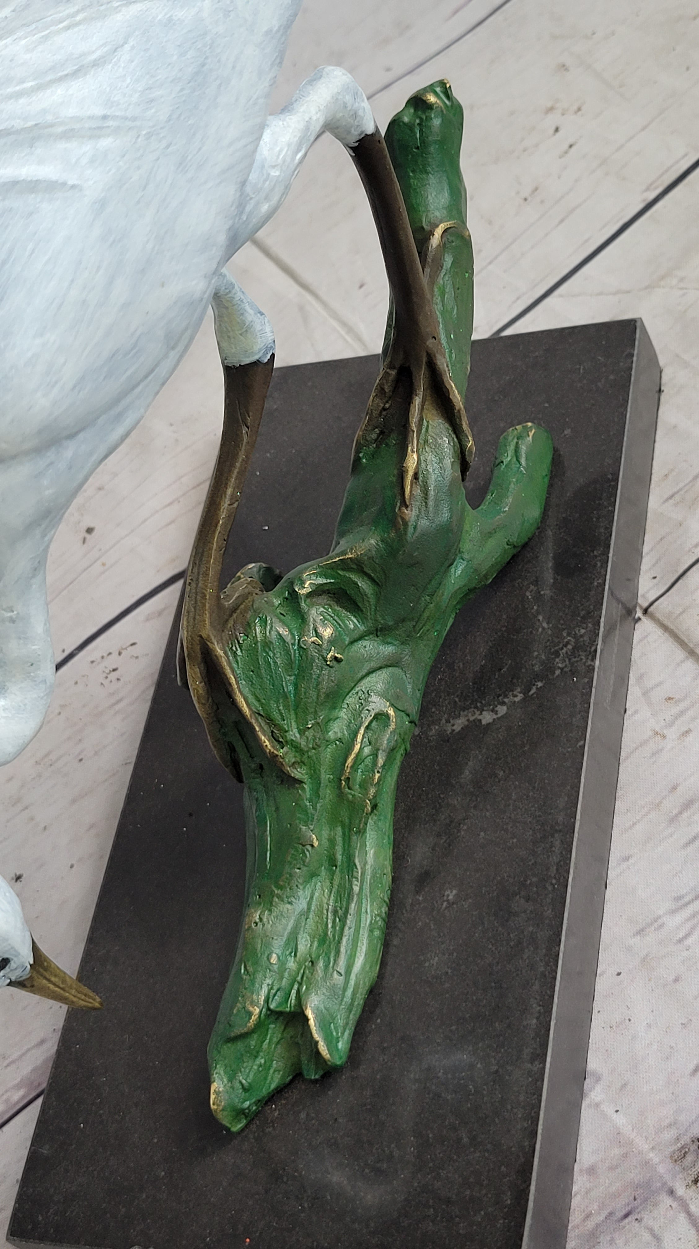 Real Bronze Stork Egret Crane Heron Sculpture Milo