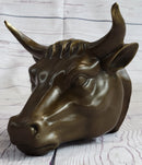 Wall Mounted Bull Head Bust Bronze Sculpture Signed 6.5" x 7.5"