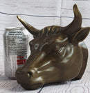 Wall Mounted Bull Head Bust Bronze Sculpture Signed 6.5" x 7.5"
