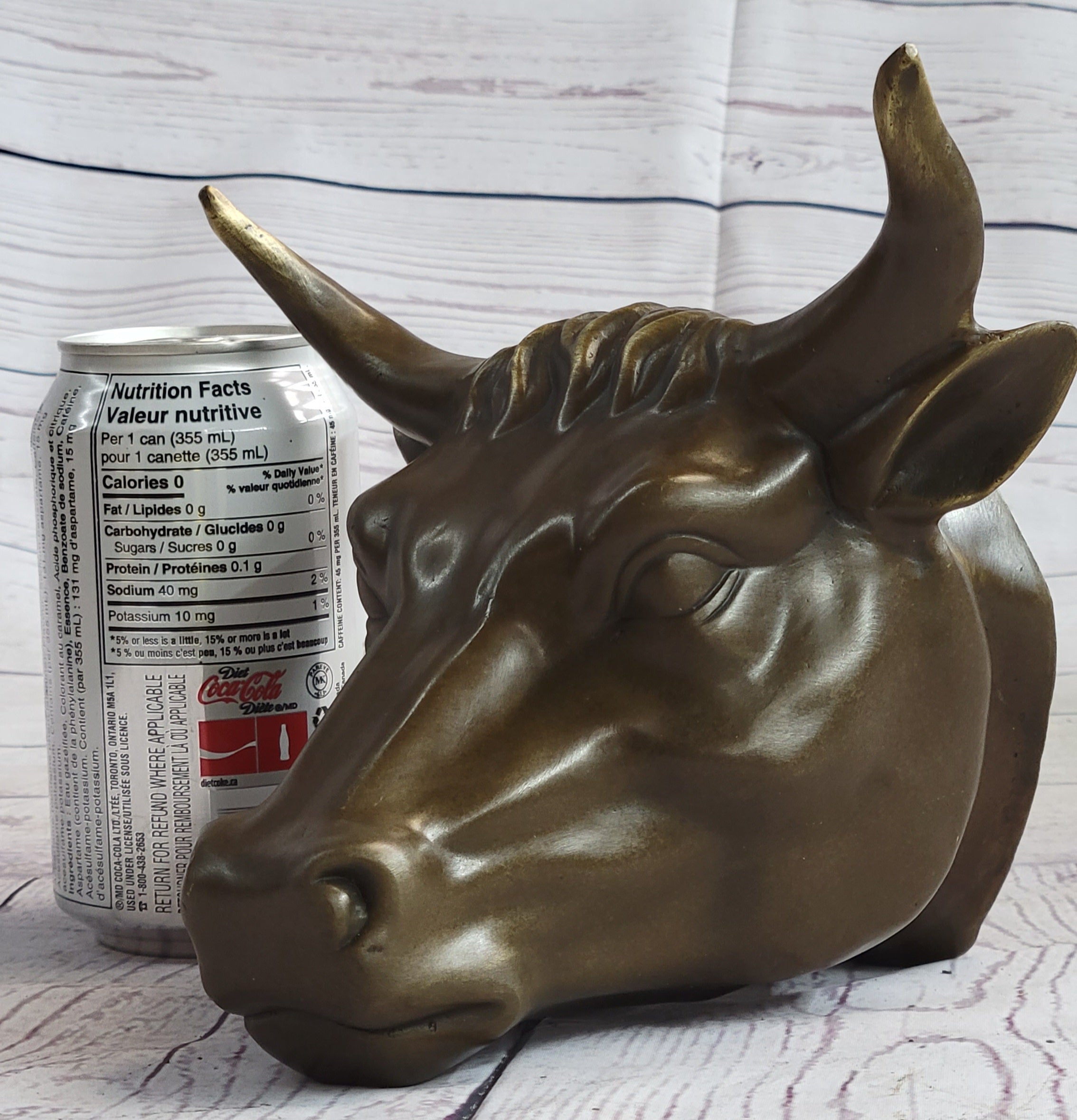 Wall Mounted Bull Head Bust Bronze Sculpture Signed 6.5" x 7.5"