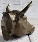 Wall Mounted Bull Head Bust Bronze Sculpture Signed 6.5" x 7.5"