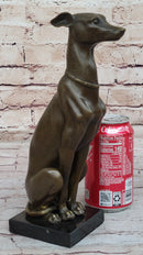 Greyhound Whippet Bronze Metal Modern Art Sculpture Marble Base