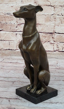 Greyhound Whippet Bronze Metal Modern Art Sculpture Marble Base