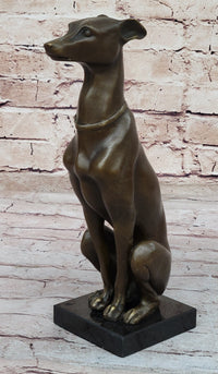 Greyhound Whippet Bronze Metal Modern Art Sculpture Marble Base