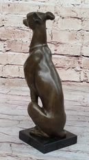 Greyhound Whippet Bronze Metal Modern Art Sculpture Marble Base