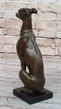 Greyhound Whippet Bronze Metal Modern Art Sculpture Marble Base